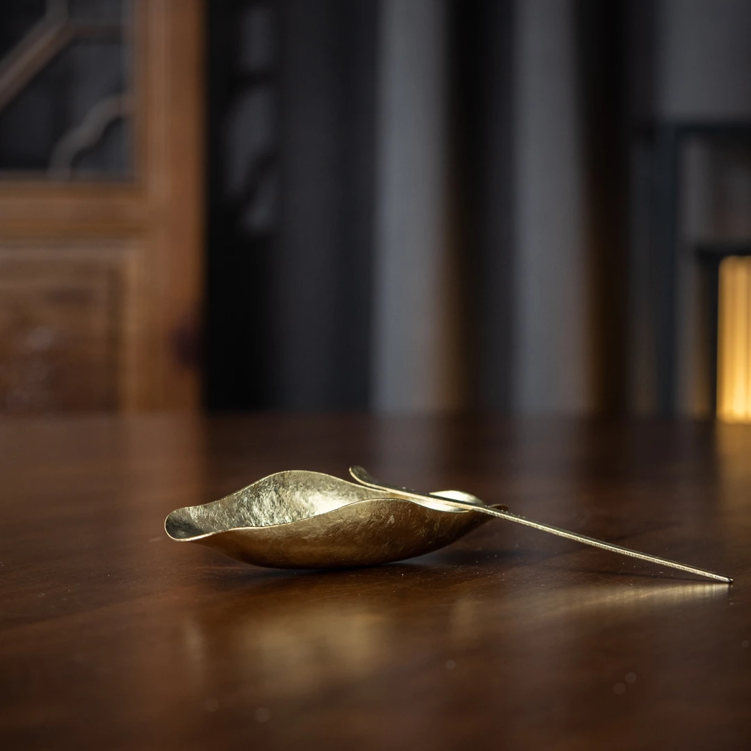 【博友制钛】莲瓣钛茶则套组(赤金款) 15.6*5*3.1cm 家用茶周边