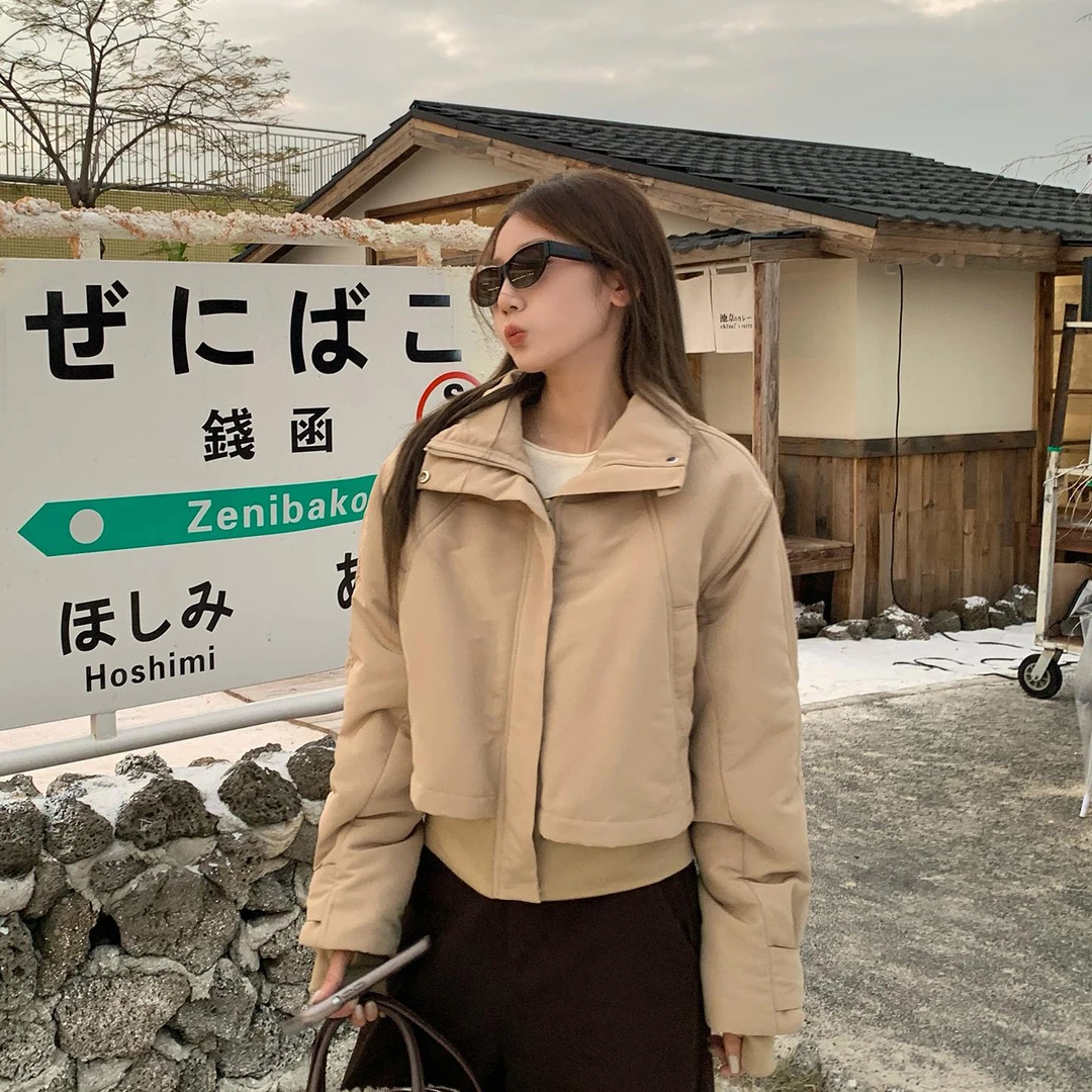 乌77冬季通勤百搭棉服外套女2025新款小个子休闲宽松加厚短款上衣