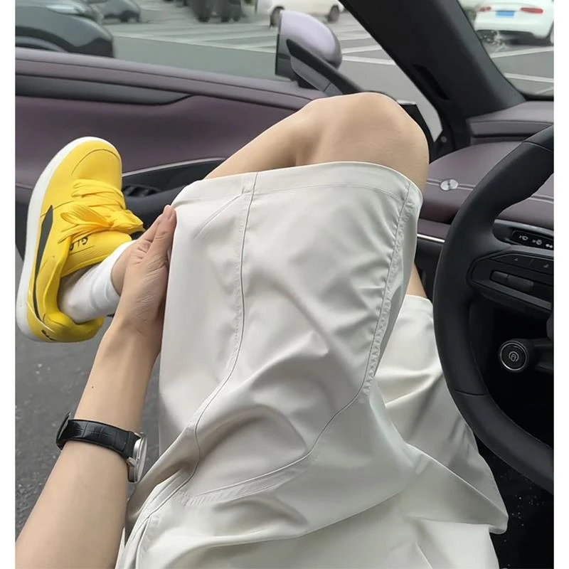美式速干运动短裤男夏季轻薄款篮球冰丝裤子跑步斜切休闲四五分裤