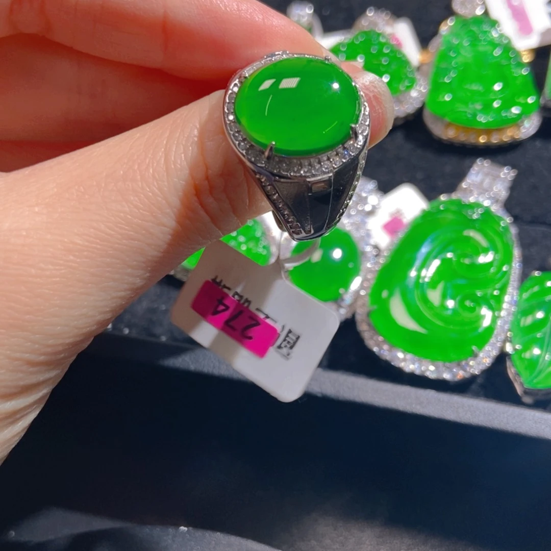 翡翠吊坠(不含链)银S925镶嵌9*3