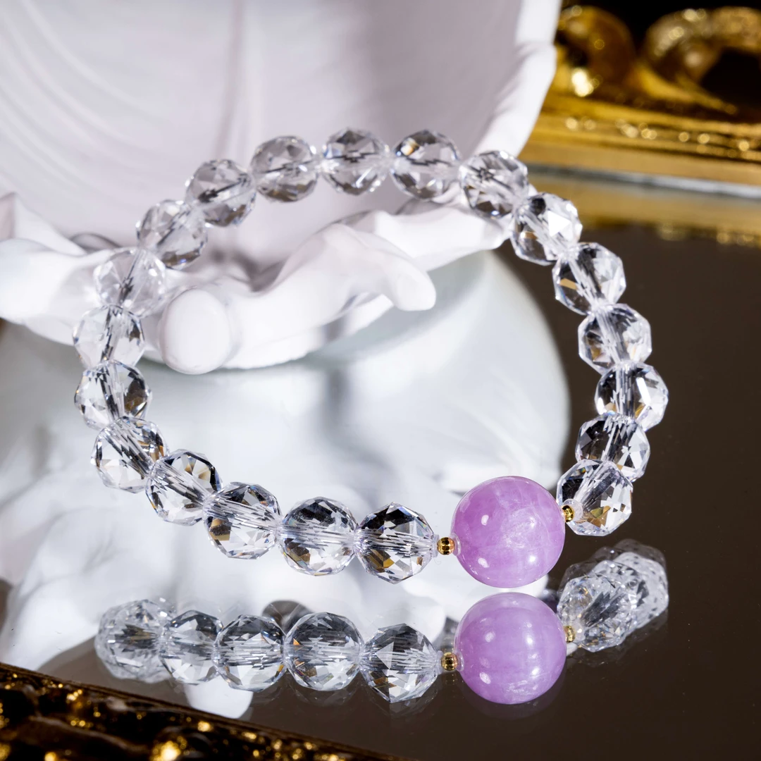 莫小奇严选——白水晶+紫锂辉+K金