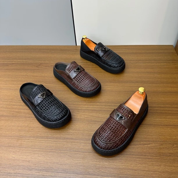 编织休闲夏季简约轻质透气包头拖外穿软底机能潮鞋