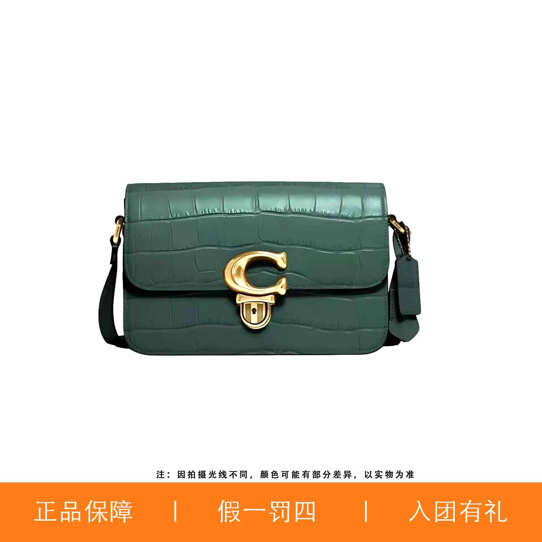 95新 COACH/蔻驰 蔻驰绿色鳄纹SDD/H9956/25X16X9