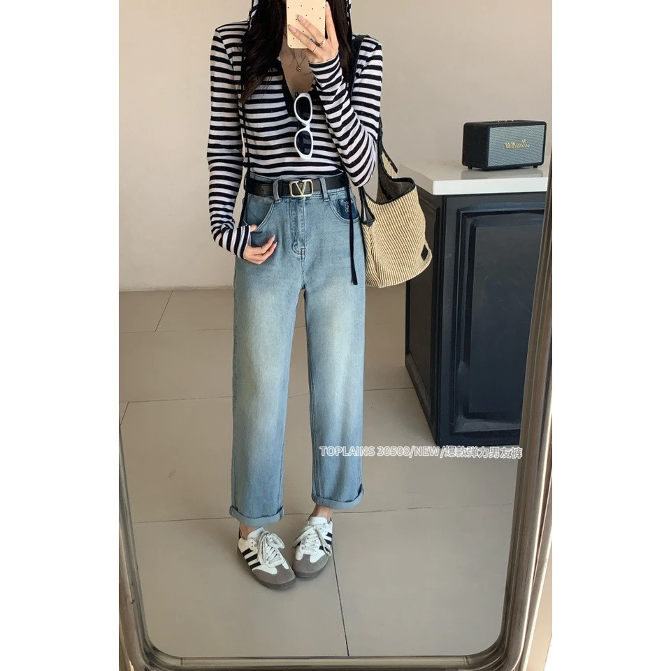 【坦姐严选 实体品质】新款九分直筒牛仔裤女30508