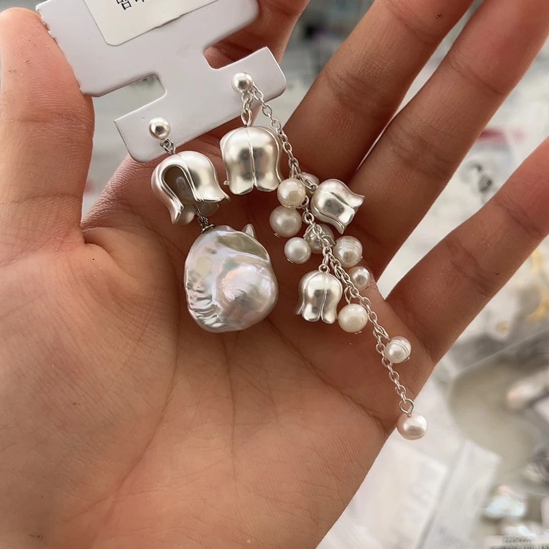 合金淡水珍珠耳饰