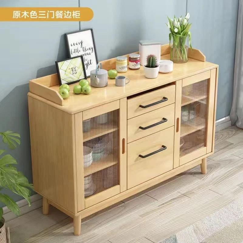 北欧风实木餐边柜简易衣柜橡木现代简约客厅家用落地柜多功能储