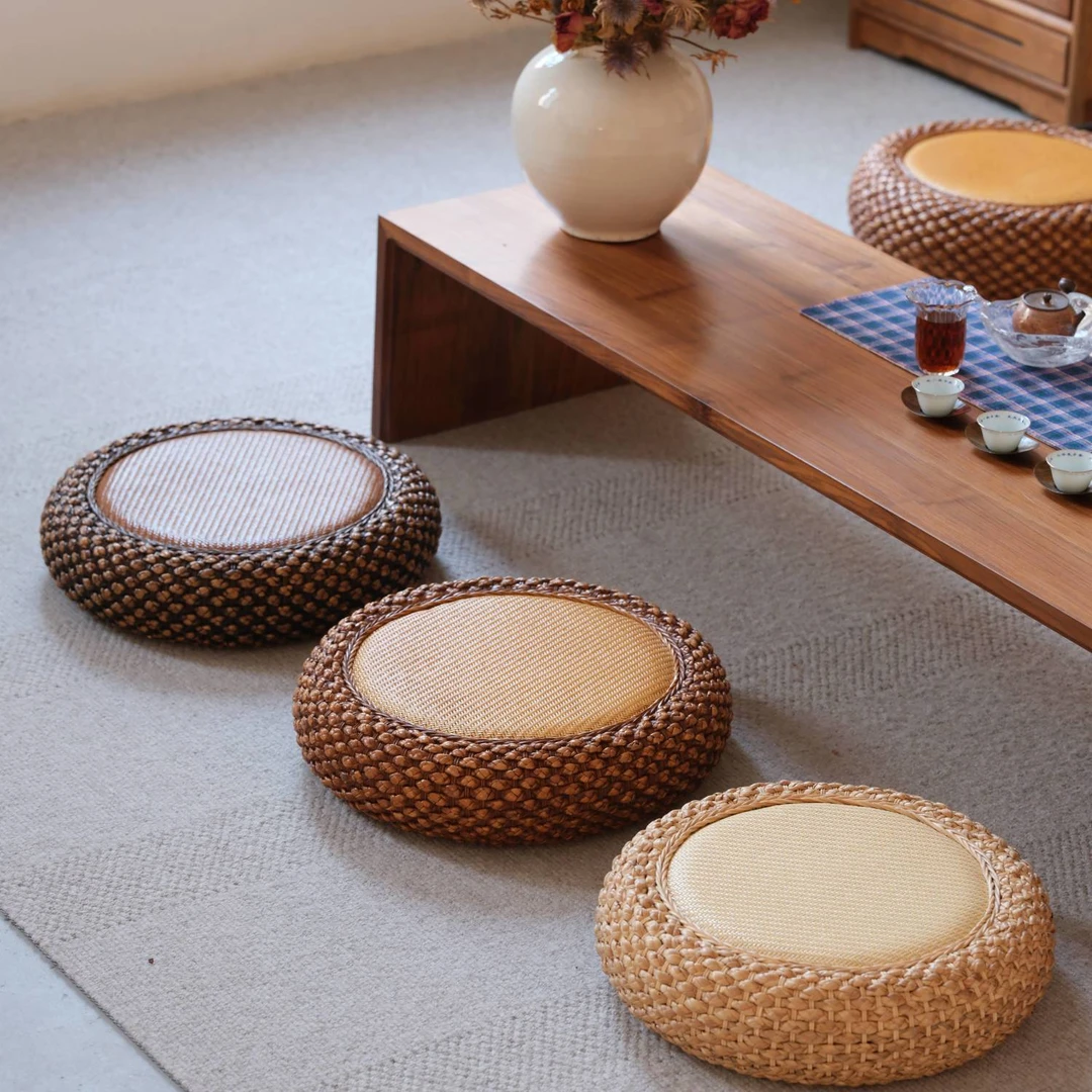 【隆圣藤艺】加厚圆形坐凳蒲团坐垫家用地板榻榻米地上垫打坐蒲团