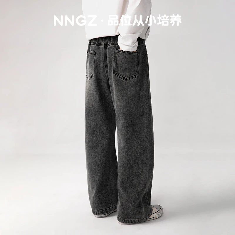 NNGZ女童百搭牛仔裤香蕉裤中大童宽松直筒裤B25CN1049G裤子阔腿裤
