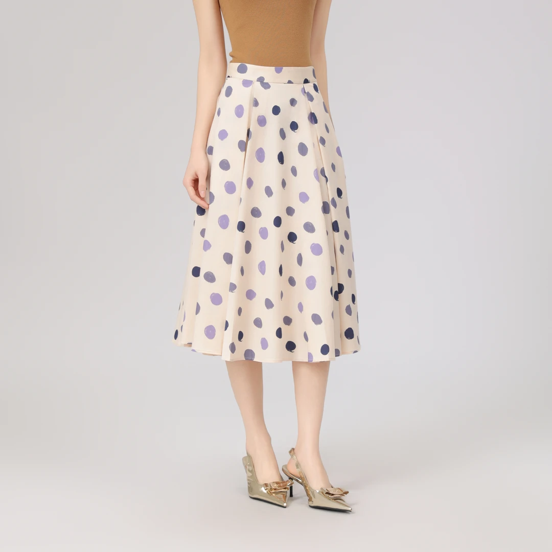 GIRDEAR/哥弟春季新款气质高腰伞裙优雅通勤大气复古裙1200319