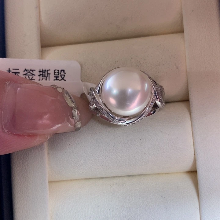 银S925镶嵌戒指海水珍珠