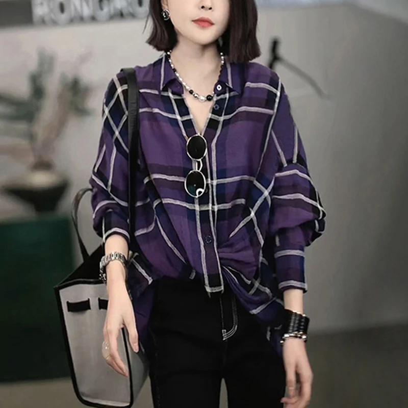 polo领春季格子小众衬衫2025年防晒长袖时髦女装休闲复古减龄上衣