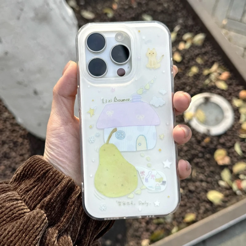 奥菲顿可爱黄梨小屋适用iPhone1615大孔手机壳华为vivo小米oppo套