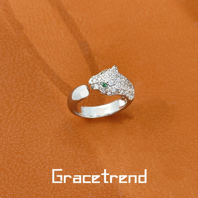 Grace trend 铜合金戒指 活口戒指个性银色素款小众轻奢镶嵌D-455