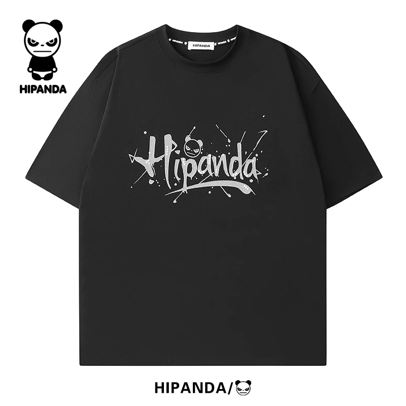“你好熊猫”HiPanda夏季通用印花短袖简欧风T恤透气户外半袖男士