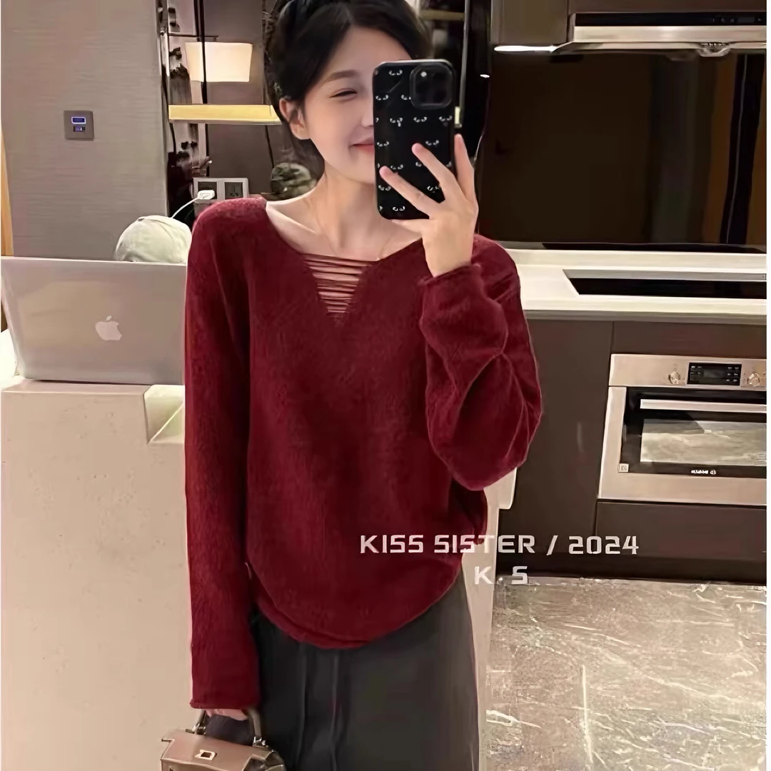 软糯加厚圆领毛衣外套女秋冬新款设计感外套慵懒针织开衫上衣