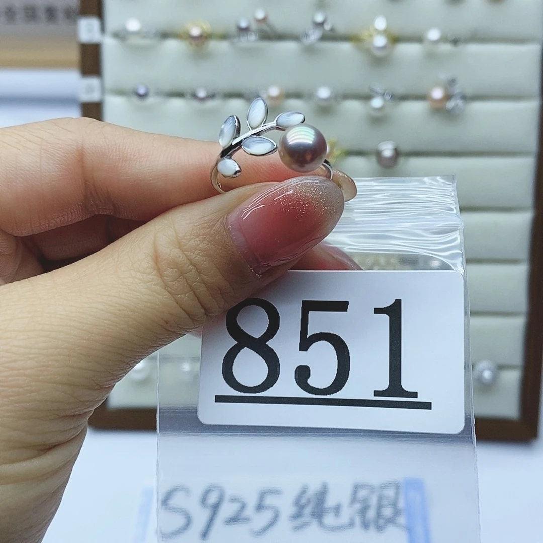 淡水珍珠戒指银S925镶嵌851