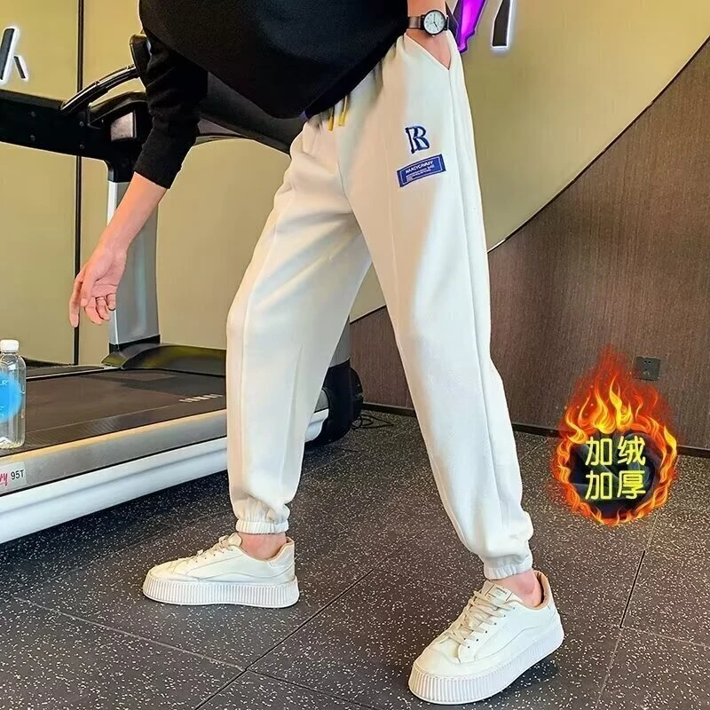 C17-BY秋冬季加绒加厚休闲裤男韩版潮流百搭运动束脚卫裤