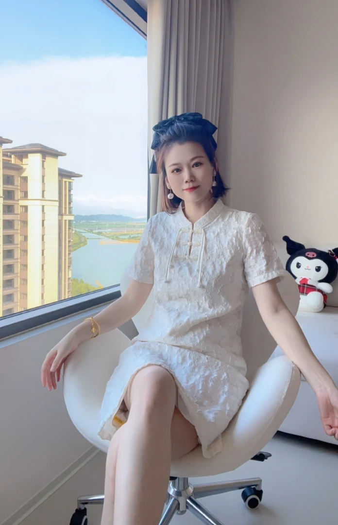 夏季新款重工新中式时尚修身女装连衣裙24129