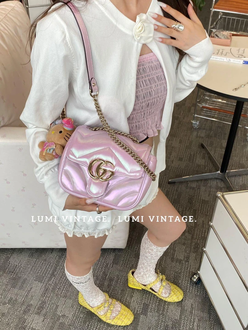 95新 GUCCI/古驰 新款人鱼姬粉马蒙32114670
