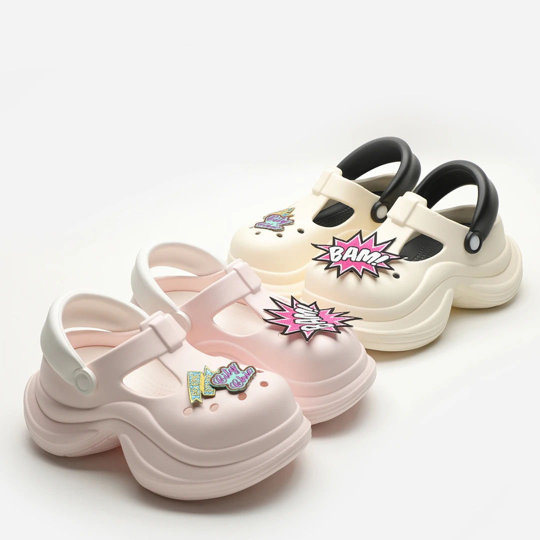 2025新款包头增高洞洞鞋女夏季爆款超火时尚网红沙滩厚底防滑凉鞋