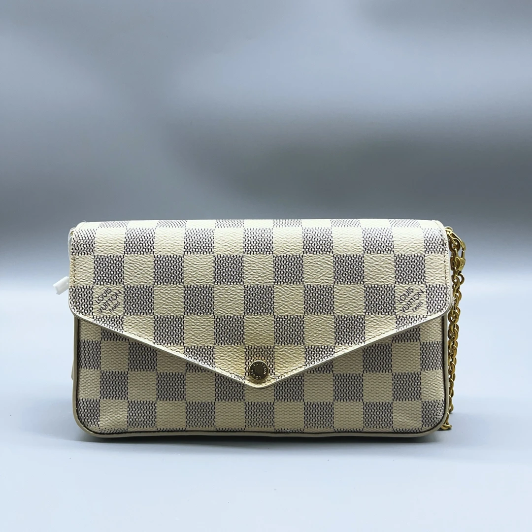 95新 LouisVuitton/路易威登  白棋盘格三合一链条包  1526 9381