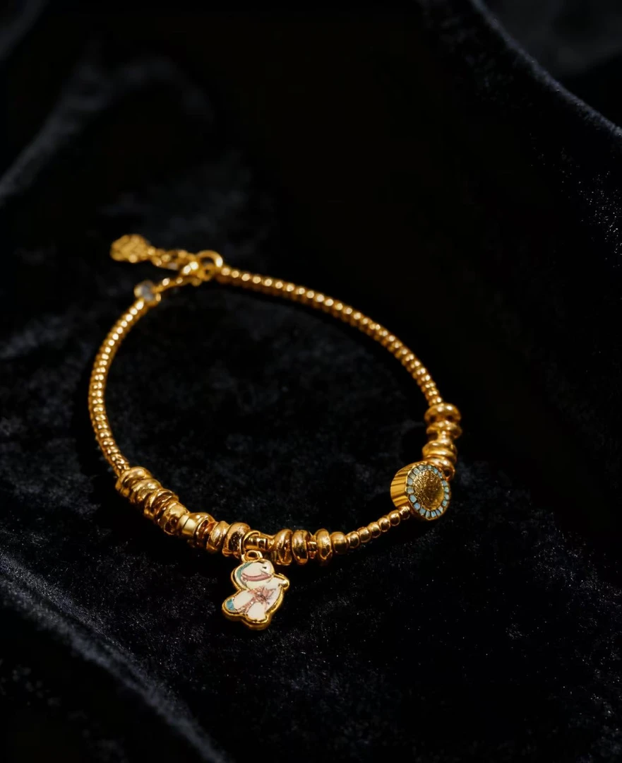 足金999高温珐琅马年马到成功算盘转运珠轻奢百搭手链