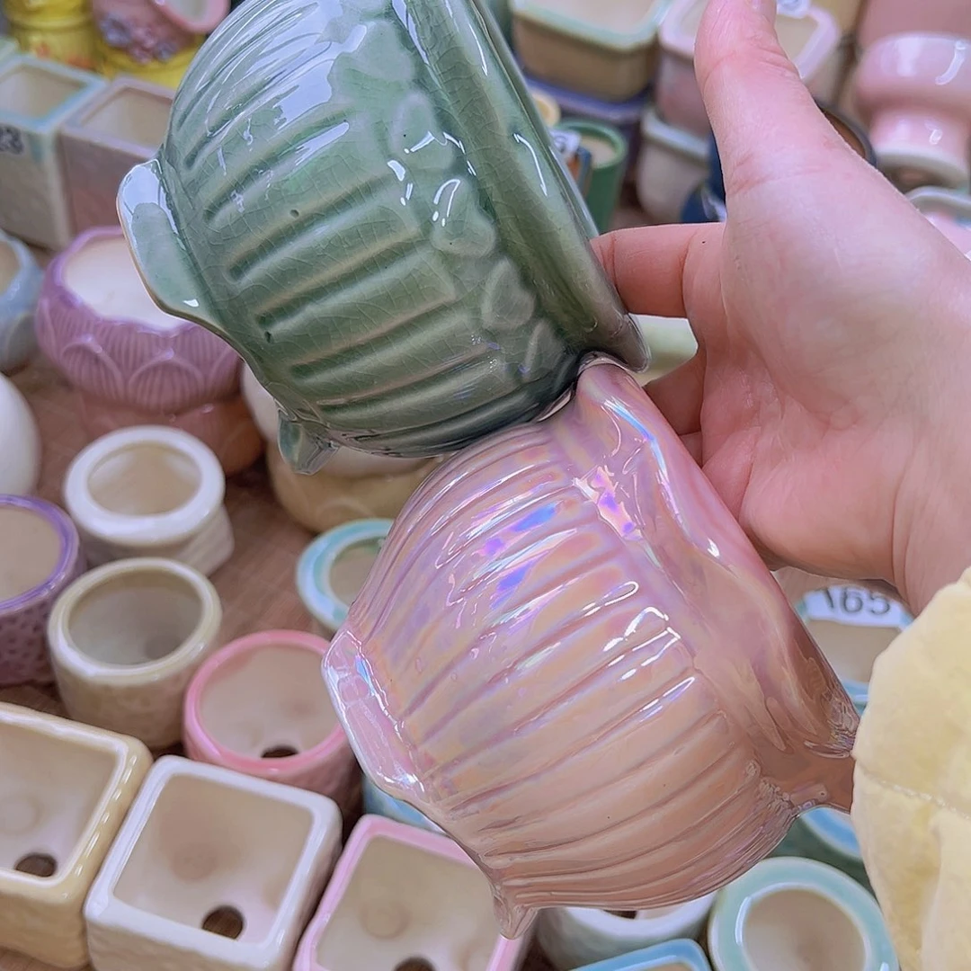 红陶陶瓷花盆当场满12包邮