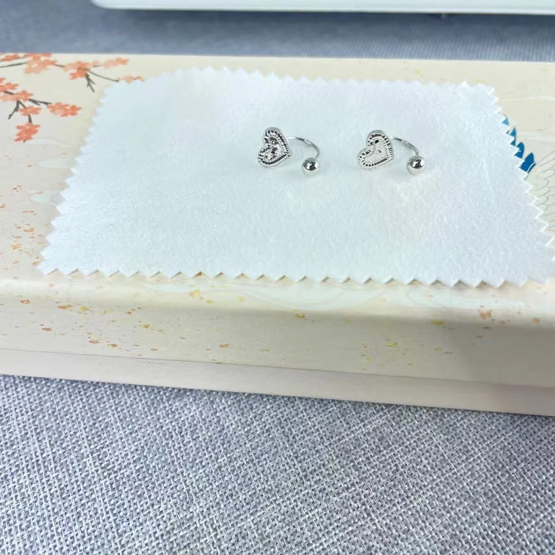 PT950铂金耳饰 碎碎金爱心U形耳钉  气质百搭 S 53122