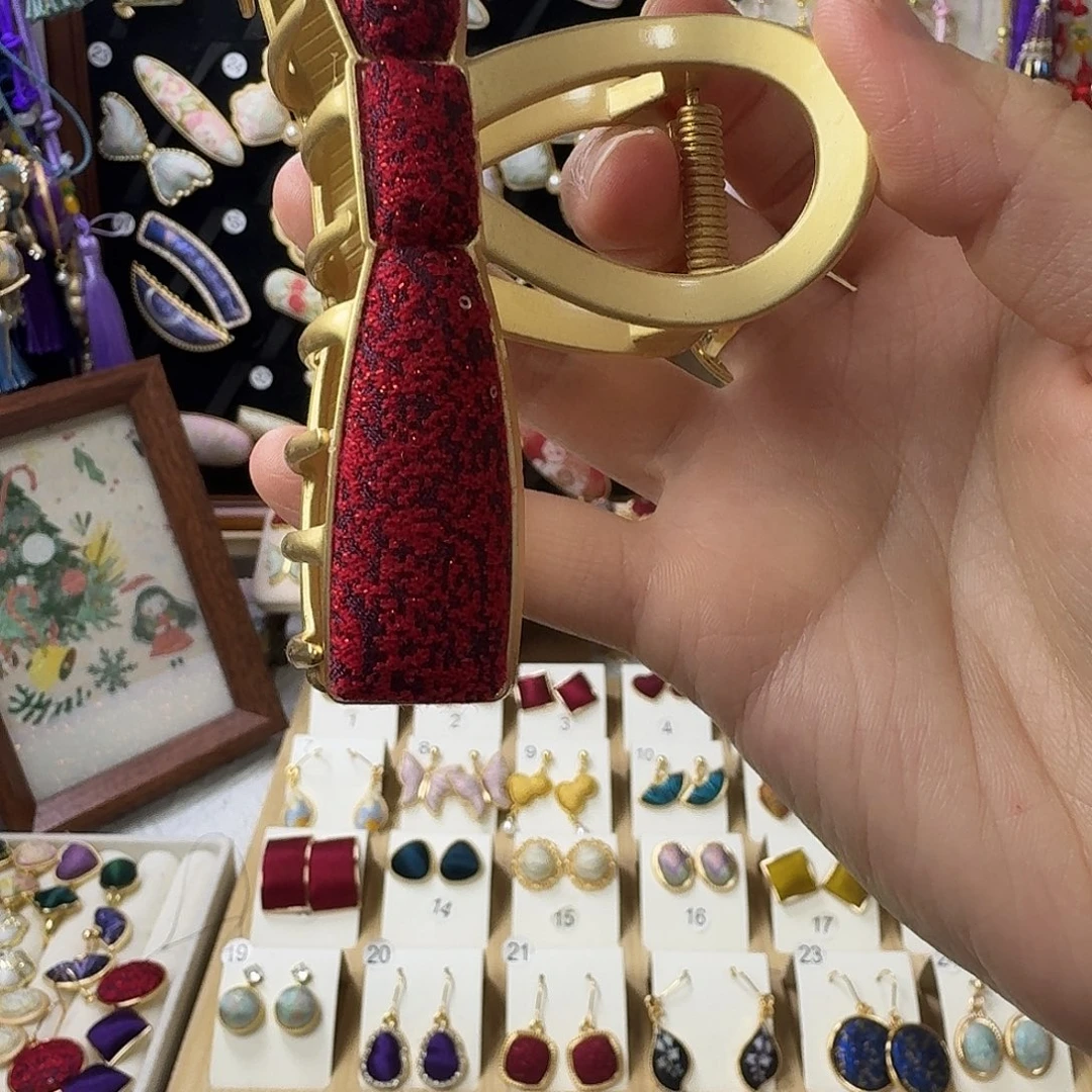 大理石磁石纯手工制作宋锦抓夹