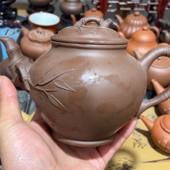 紫砂茶壶秋*紫泥竹报550cc