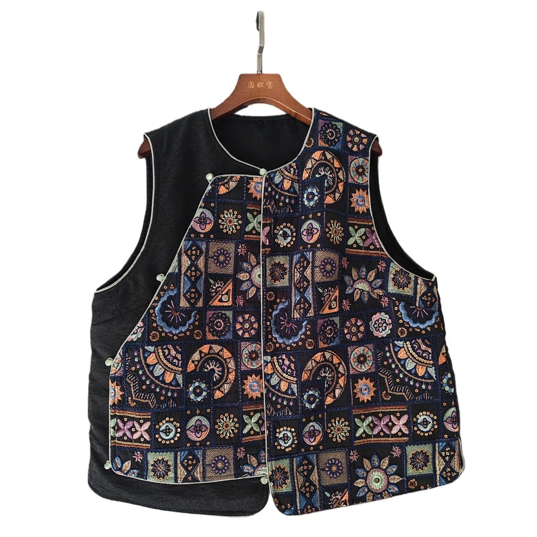 圆妲宝《星罗》加厚重工刺绣保暖马夹高端背心