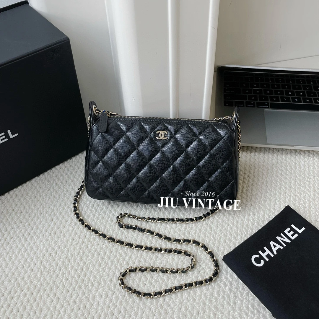 99新 Chanel/香奈儿 25A黑金麻将链条包尘袋盒子JM7-3824