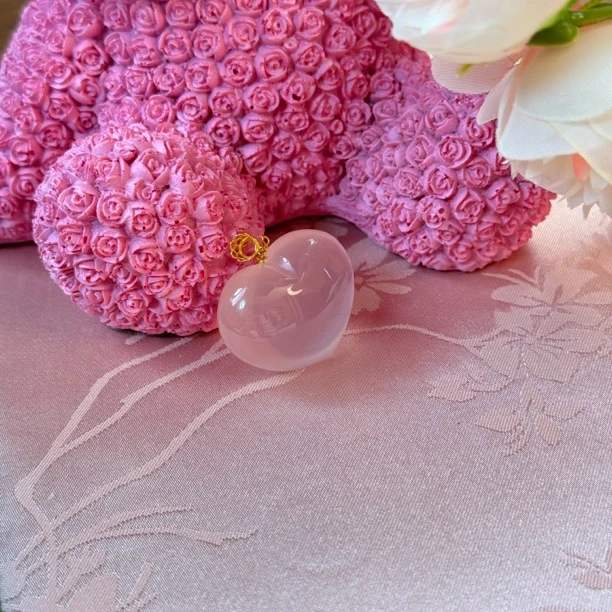 【玉涵珠宝】18K天然粉水晶心形吊坠588