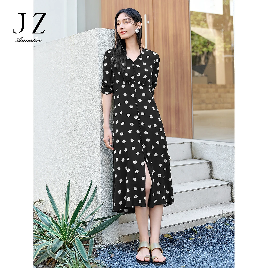 【丽公主专属】玖姿安娜蔻KWFX50059赫本裙连衣裙女2025夏