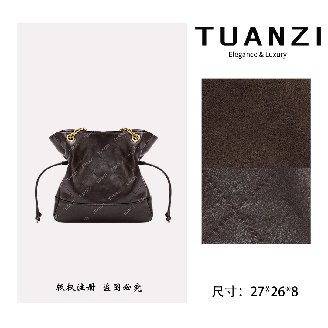 TAUNZI【凯旋】赛家秋冬新款27cm抽绳福袋包 ZT-D8075-磨砂咖