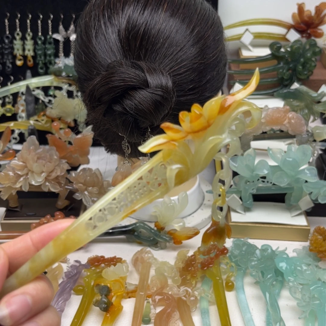 蛇纹石玉合金发簪