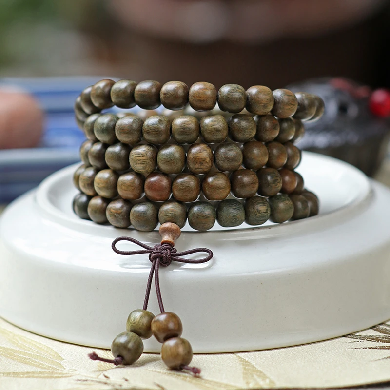 绿檀老型珠多圈手串8*9mm男女士手链木质饰品文玩佛珠