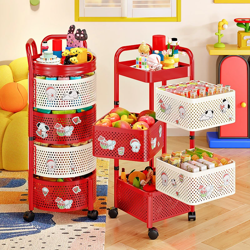 多巴胺小推车零食置物架移动落地家用客厅厨房多层收纳架子零食架