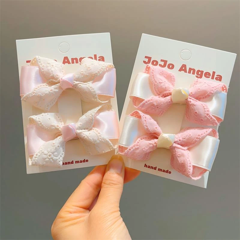 儿童发夹蕾丝芭蕾风蝴蝶结发夹女童丸子头发卡宝宝不伤发边夹头饰