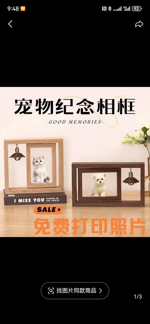 木质创意宠物纪念相框定制照片摆台