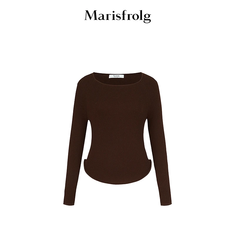 Marisfrolg玛丝菲尔25新款百搭气质显瘦经典黑色针织衫A1FZ4804M