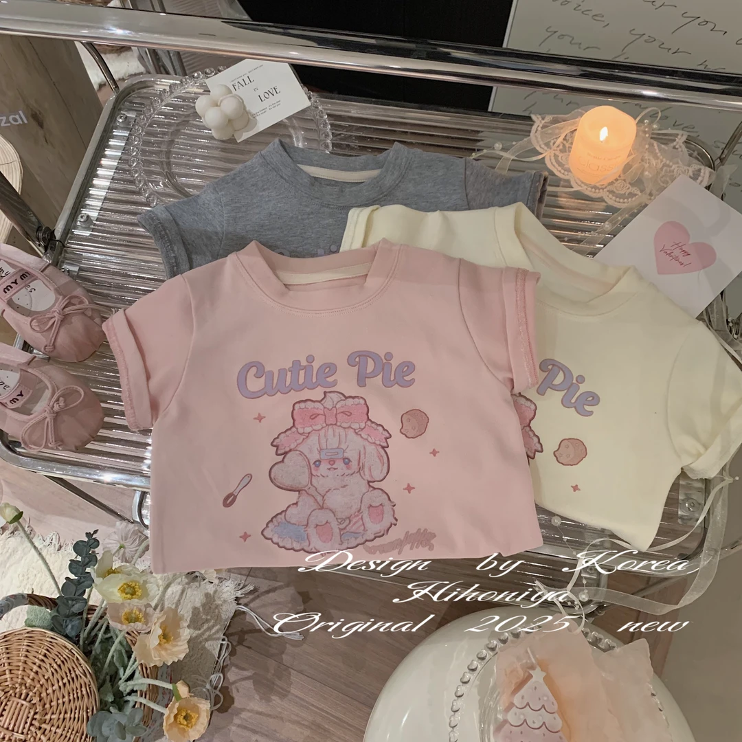 【奶油修勾】三Hihoniya~2025春季亲子款小狗印花圆领韩版短袖