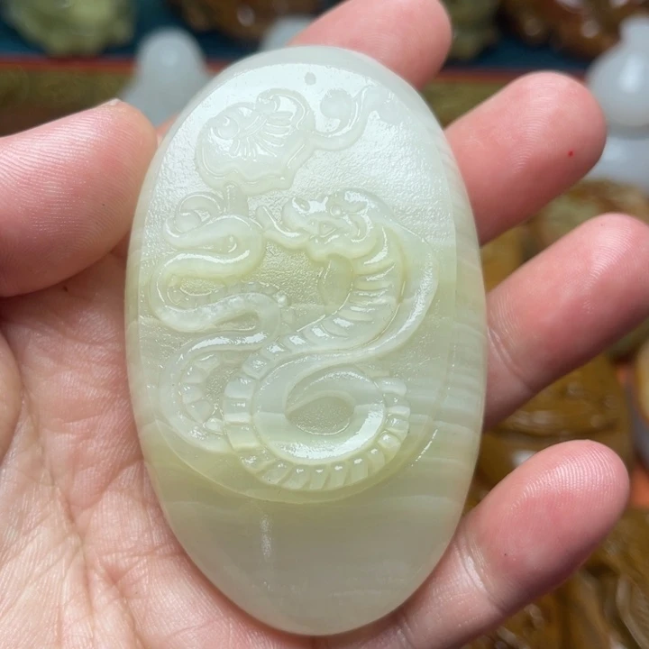 石材天然方解石手把件不退换