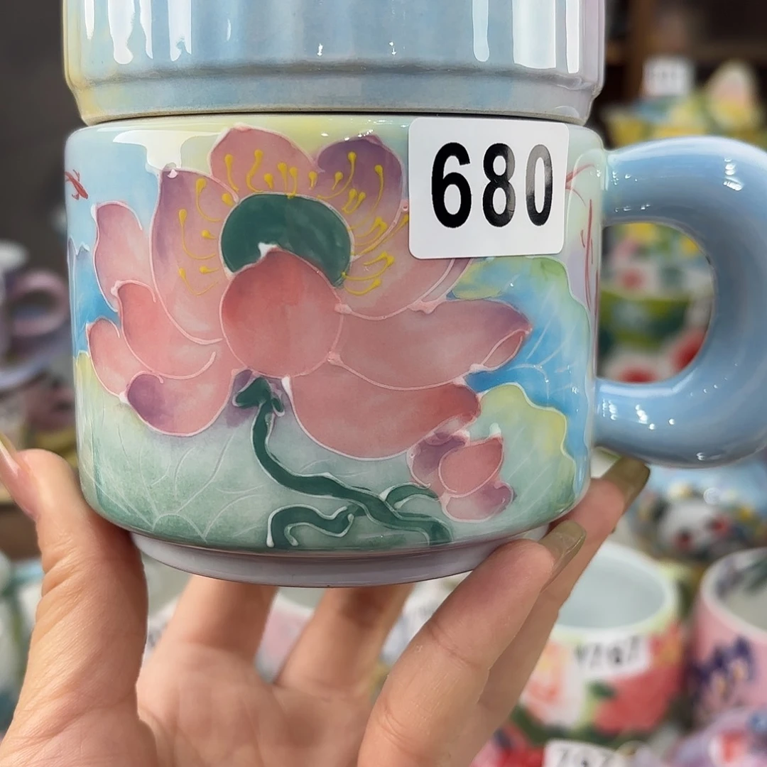 瓷片景德镇手绘高温釉下彩陶瓷茶具