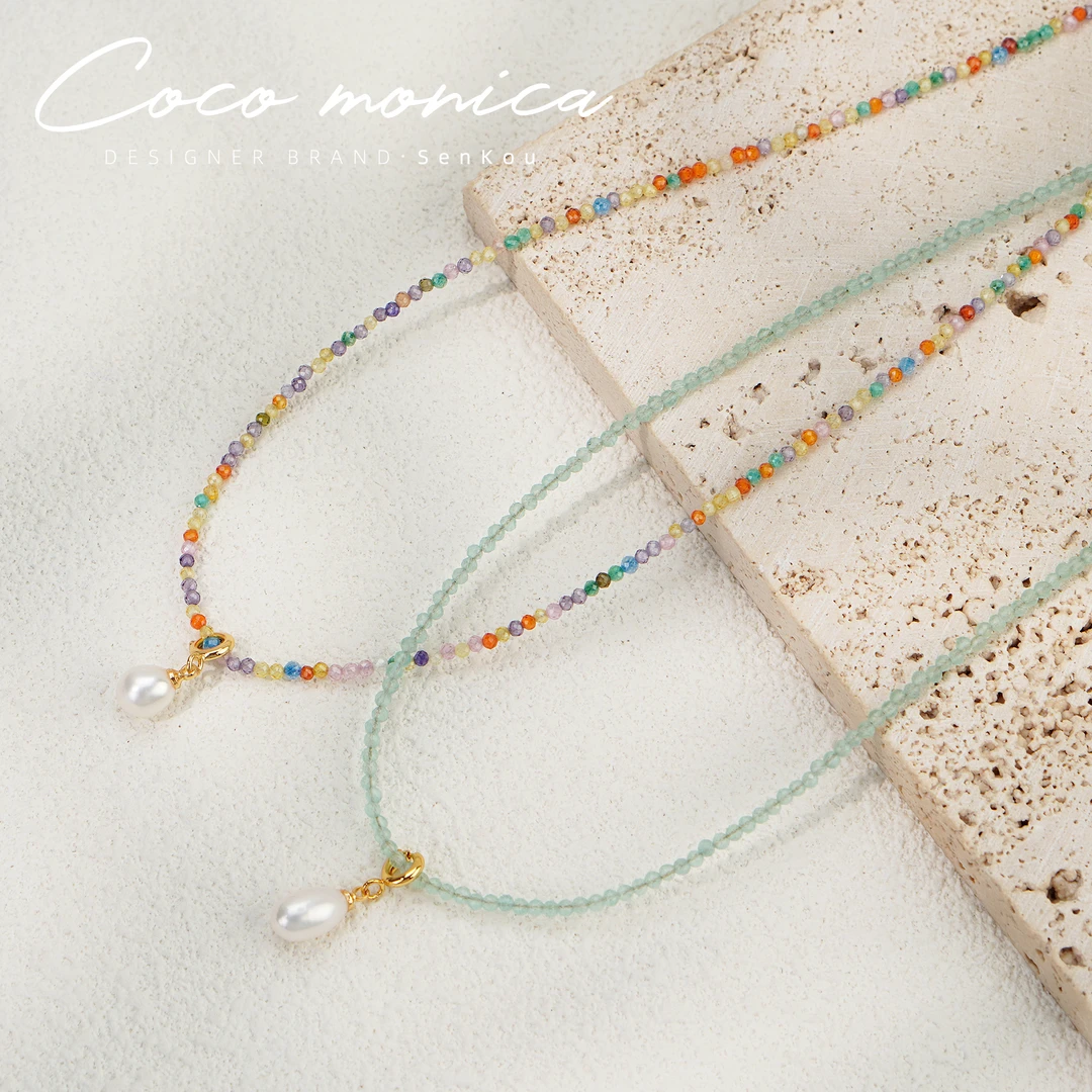 【小霞珠宝】提溜珍珠项链复古简约彩色小米珠糖果色AC287