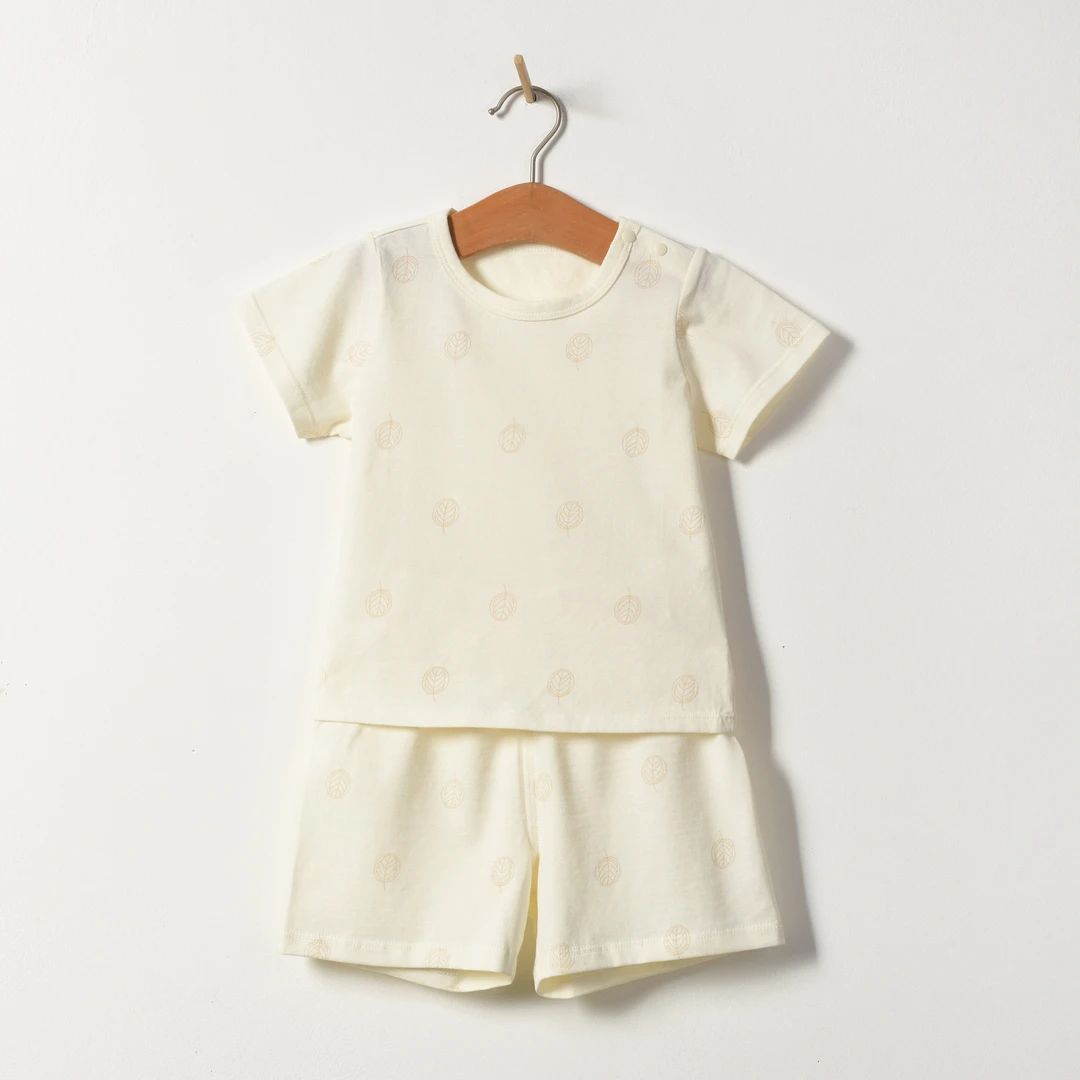 朴素耕XRQL04简约圆领套装婴儿女童男童宝宝婴童纯棉短袖短裤儿童
