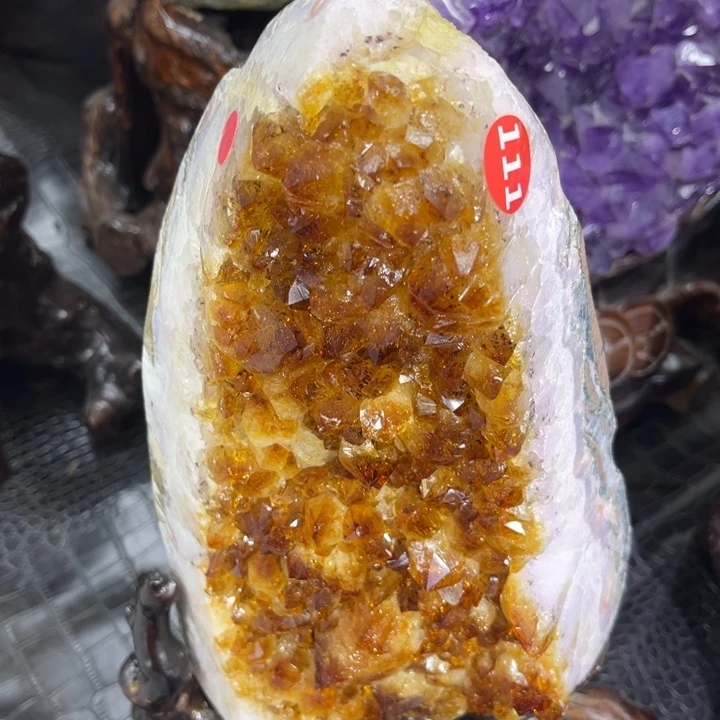 未镶嵌珠宝半成品水晶黄晶屏风