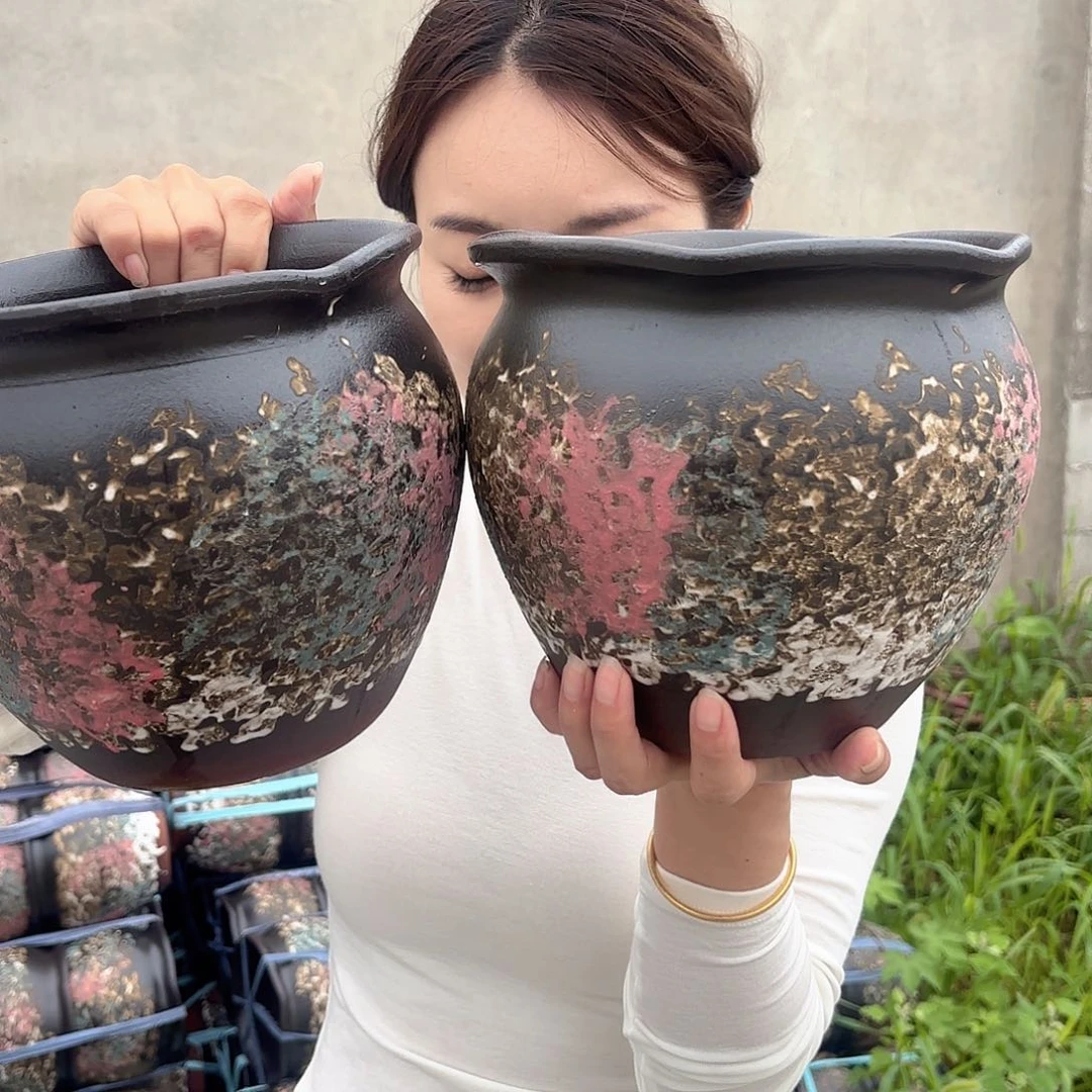 口径20高18两个油画侘寂风