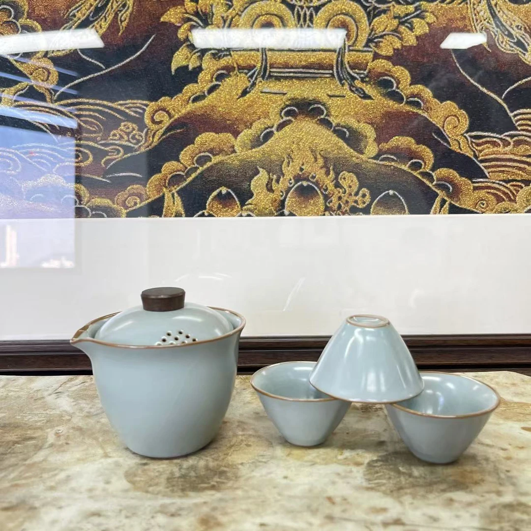 【闪购链接】手抓天青汝窑一壶三杯109 是