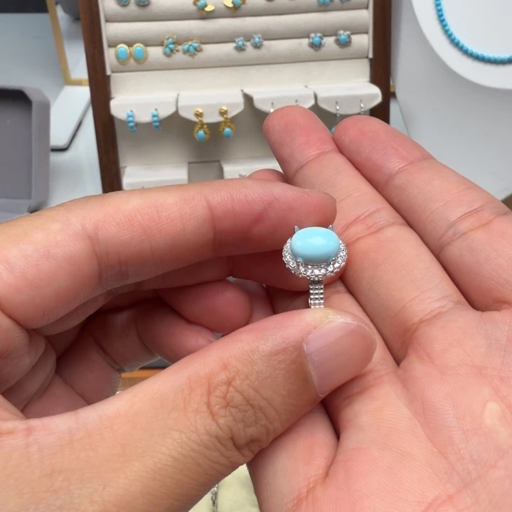 熹***绿松石银S925镶嵌戒指